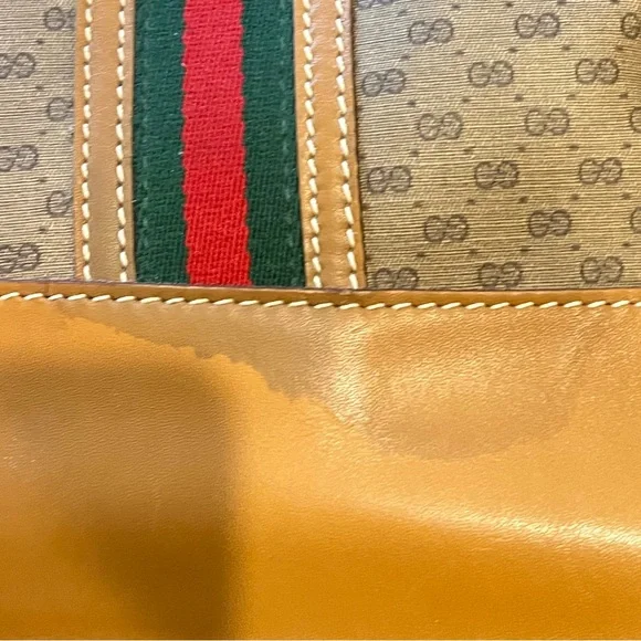 GUCCI Logo Sherry GG Pattern Travel Hand Bag (Vintage, Large) - Picture 5 of 7